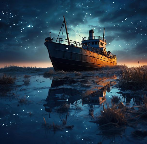 Schip aan de grond van fernlichtsicht
