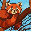 Ruhender roter Panda im Baum von Jose Lok