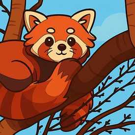 Ruhender roter Panda im Baum von Jose Lok