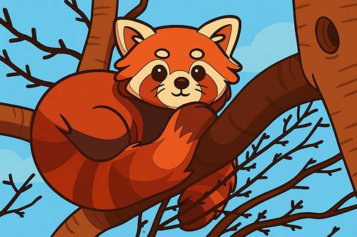 Ruhender roter Panda im Baum von Jose Lok