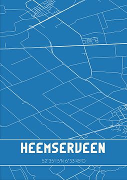 Blauwdruk | Landkaart | Heemserveen (Overijssel) van MijnStadsPoster