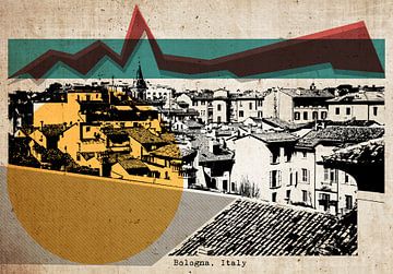 retro postcard of Bologna by Ariadna de Raadt-Goldberg