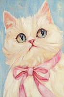 Pink Bow White Cat