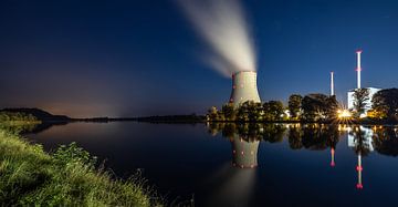 Isar nuclear power plant - Panorama in the blue hour