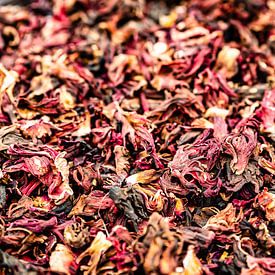Macro close-up met details van de hibiscus theebloem van Dieter Walther