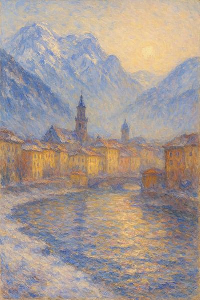Bolzano sous la lumière d'hiver - Paysage urbain alpin impressionniste par Travel Shop
