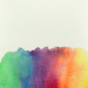 Verf vlek in regenboog kleuren (vrolijk abstract aquarel schilderij pastel zacht babykamer kinderen)
