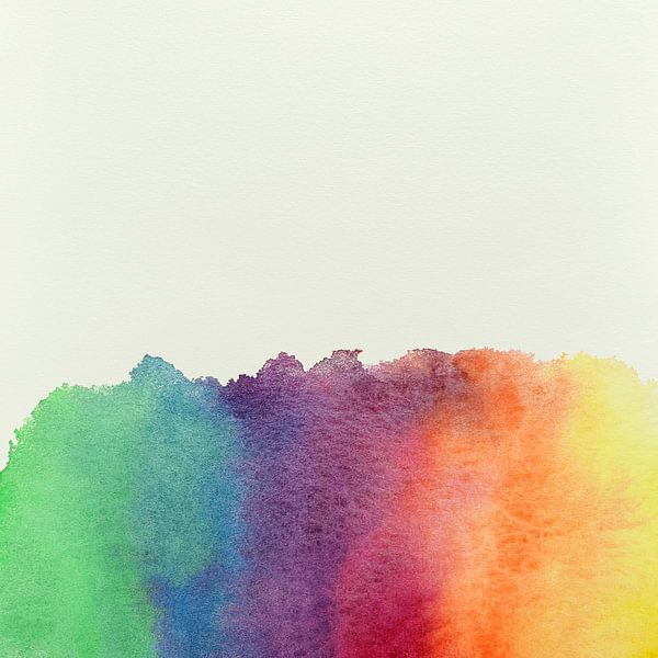 Verf vlek in regenboog kleuren (vrolijk abstract aquarel schilderij pastel zacht babykamer kinderen) van Natalie Bruns