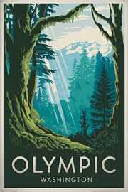 Olympic, Washington Vintage Travel Poster sur Poster Art Shop
