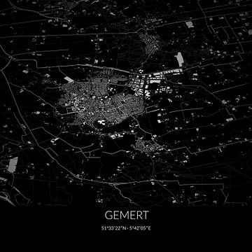 Schwarz-weiße Karte von Gemert, Nordbrabant. von Rezona
