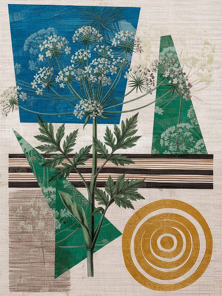 Wabi-Sabi Botanisch Collage met Reuze Berenklauw van Studio Pieternel