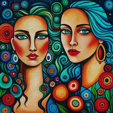 Twin sisters looking straight at you no.6 by Jan Keteleer