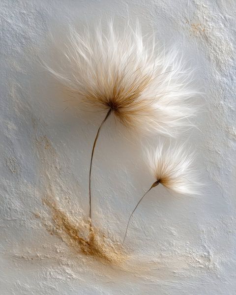 Dandelion Seed Wall Art, Minimalist Art Print, Scandinavian Decor, Cream and Gold, Modern Wall Decor, Fine Art Print, Gift for all Ages by Beeld Creaties Ed Steenhoek | Photography and Artificial Images