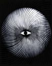 Moon Geometry Retro Art Deco Surrealism Mono by FRESH Fine Art thumbnail