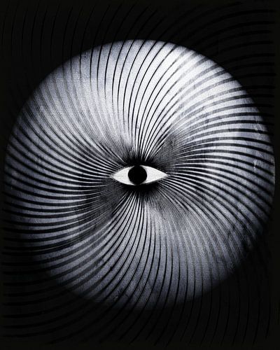 Moon Geometry Retro Art Deco Surrealism Mono