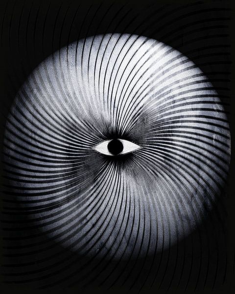 Moon Geometry Retro Art Deco Surrealism Mono by FRESH Fine Art