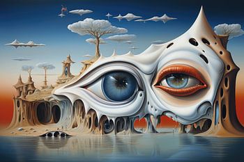 Paysage surréaliste abstrait et bizarre avec vie extraterrestre