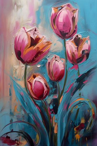 Tulipes roses abstraites