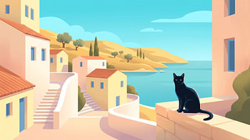 The Black Cat by the Mediterranean