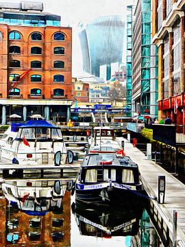 Barge View St Katharine Docks Londen van Dorothy Berry-Lound