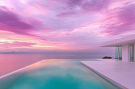 Sunset, infinity pool overlooking the sea, minimalism -  by BowiScapes abstract and digital art thumbnail