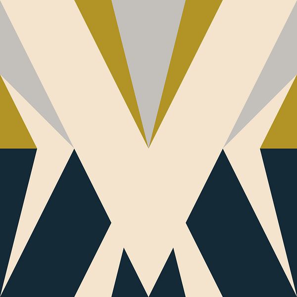 Retro geometry  with triangles in Bauhaus style in mustard yellow 1 by Dina Dankers