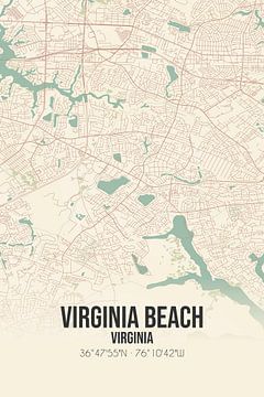 Alte Karte von Virginia Beach (Virginia), USA. von Rezona