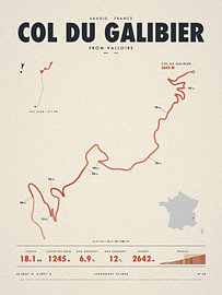 Col du Galibier cycling climb map
