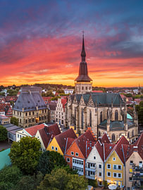 Vue aérienne de la vieille ville d'Osnabrück, en Allemagne sur Michael Abid