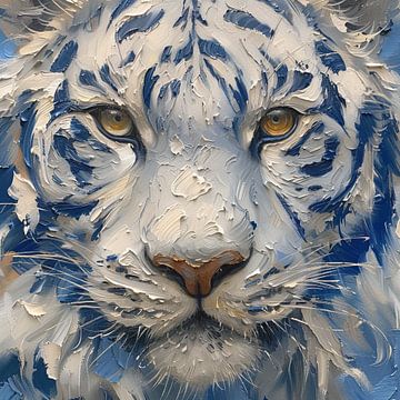 Schilderij Tijger Blauw van Kunst Kriebels