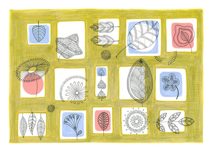 Dessins au trait délicats de feuilles et de fleurs par Isabelle Brent