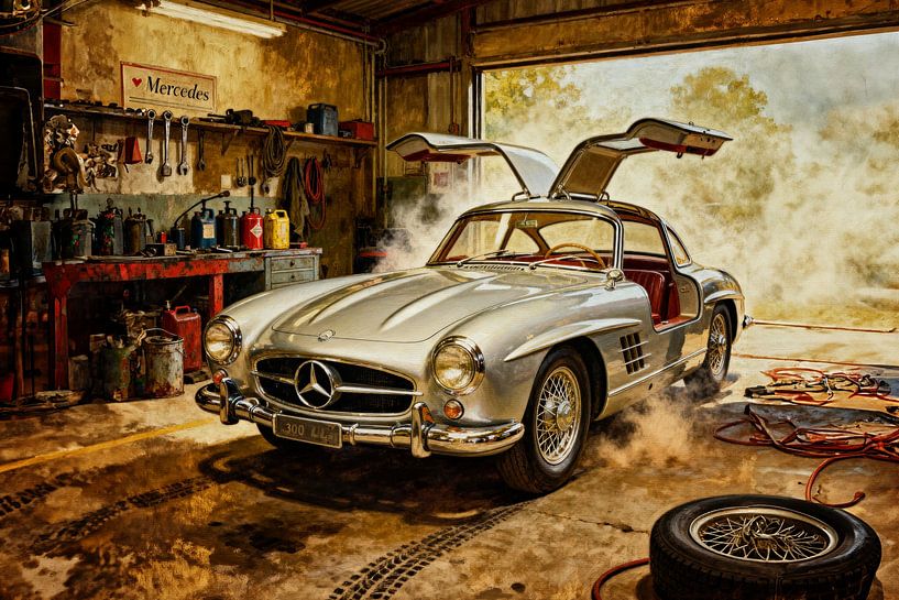 Mercedes 300SL Gullwing in rust van Jan Keteleer