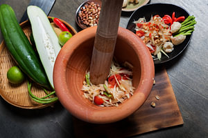 Stillleben Thai Papaya Salat