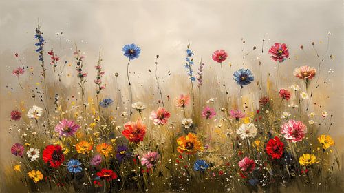 Champ de fleurs coloré