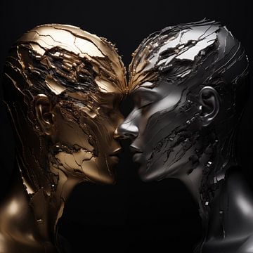 Man en vrouw goud-zilver de connectie van TheXclusive Art
