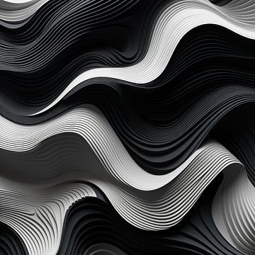Golven 3d modern zwart-wit van TheXclusive Art