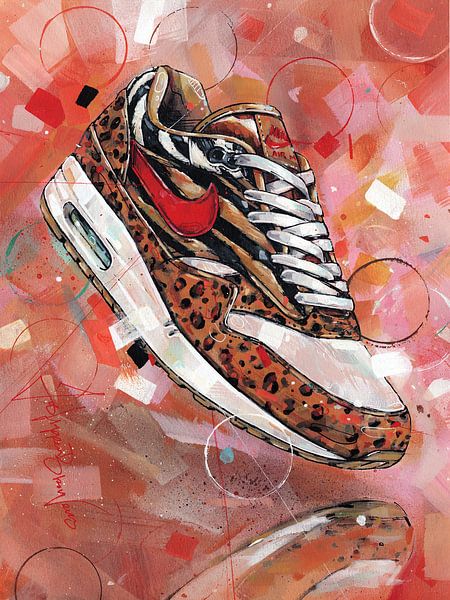 bron Voorspellen Klaar Nike air max 1 Animal pack 1.0 schilderij van Jos Hoppenbrouwers op canvas,  behang en meer