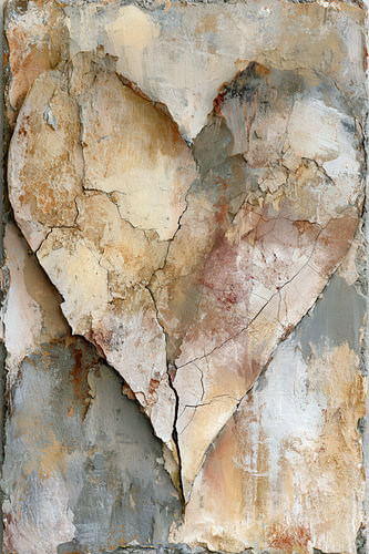 Beige Heart Abstract Painting – Calming for the Bedroom
