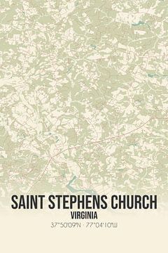 Carte ancienne de l'église Saint Stephens (Virginie), USA. sur Rezona