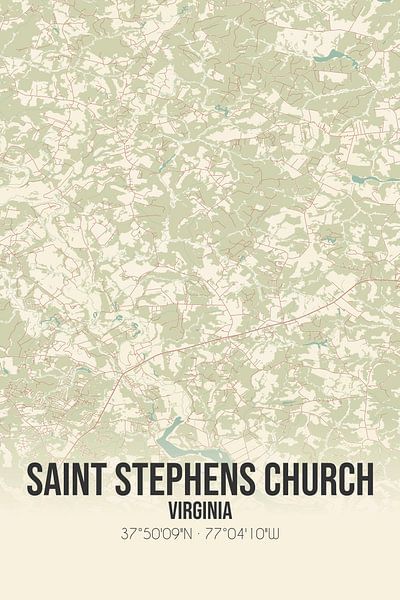 Carte ancienne de l'église Saint Stephens (Virginie), USA. par Affiches de lieux