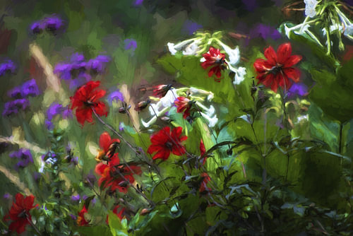 Wilde Bloemen (groen,purper en rood)