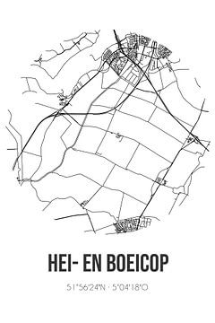 Hei- en Boeicop (Utrecht) | Landkaart | Zwart-wit van Rezona