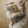 Portret van een Kat met Gouden Halsketting - Elegant Schilderij in de stijl van de oude meesters van Joriali Fine Art
