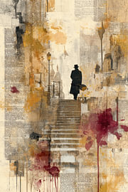 Montmartre - Dromerig Schilderij Oker en Rood van BowiScapes - Fine Art en Urban Wandkunst
