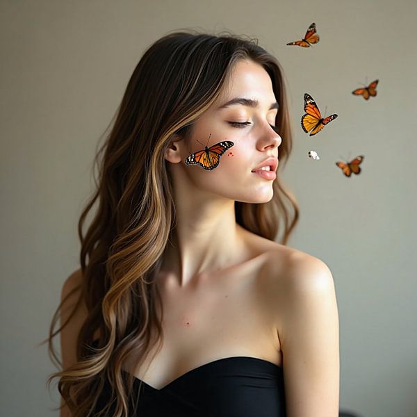 Butterfly Dream - Woman in Mystical Spheres with Subtle Butterflies by Kleurenrijk