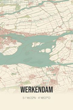 Vintage map of Werkendam (North Brabant) by Rezona