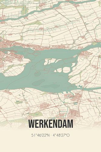Vintage landkaart van Werkendam (Noord-Brabant)
