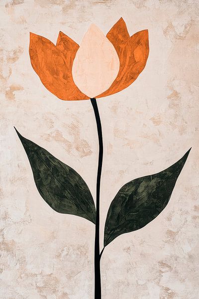 Bloemmotief in aardetinten - minimalistisch van Poster Art Shop