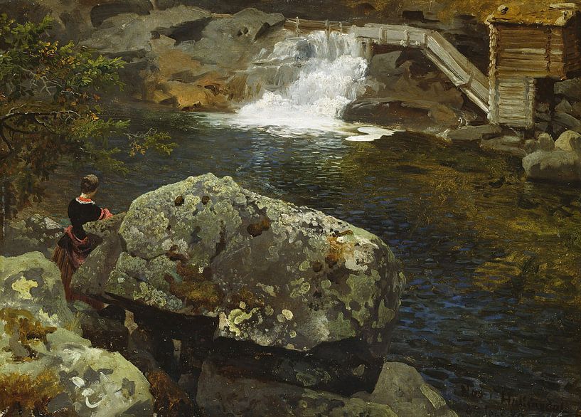 Hans Gude-Bee the Mill Pond by finemasterpiece