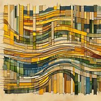 Abstrakte Collage aus gewebten Papierstreifen